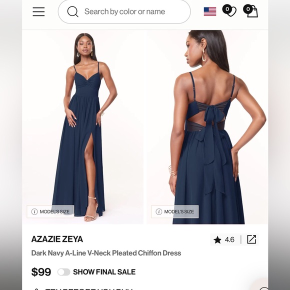 Azazie Dresses & Skirts - Azazie Blue A-Line Sleeveless Spaghetti Strap Dress